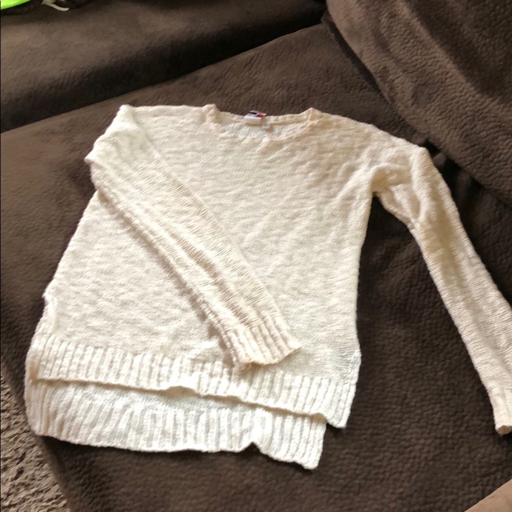 Small, cozy cream sweater